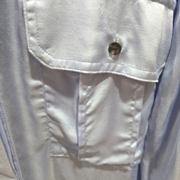 LANE BRYANT BABY BLUE SILK BLOUSE - Picture 2 of 4